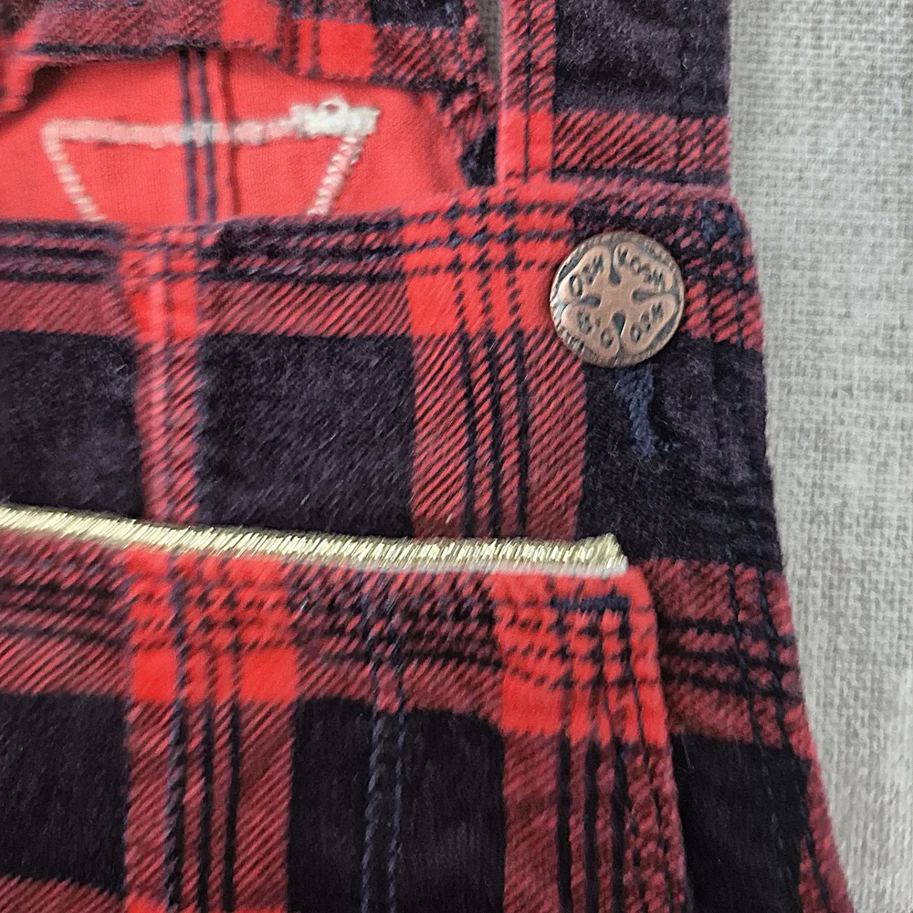 OshKosh B'gosh Red Plaid Corduroy Overall Dress Jumper 24M